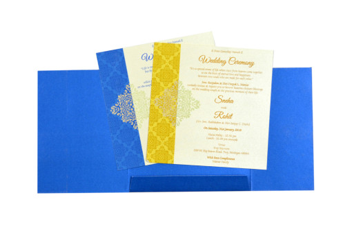 Blue Designer Budget Wedding Card GC 2008