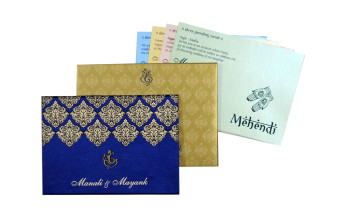 Blue Satin Cloth Wedding Card GC 2072