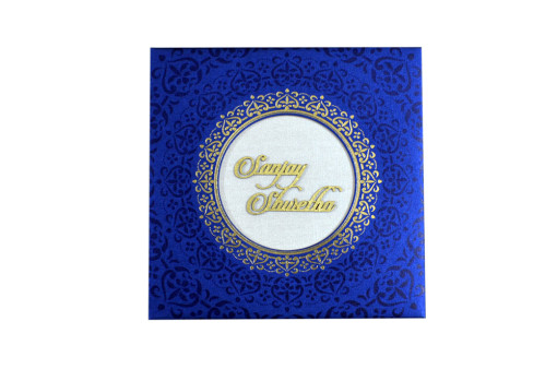Padded Hindu Wedding Card LM 104 Blue