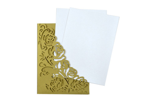 Designer Laser Cut Wedding Card LM 135 Gold