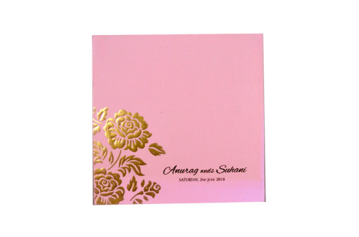 Baby Pink Floral Wedding Card PR 441