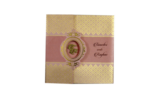 Baby Pink Centre Fold Wedding Card PR 546