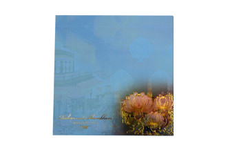 Exclusive Velvet Touch Paper Light Blue Wedding Card PR 930