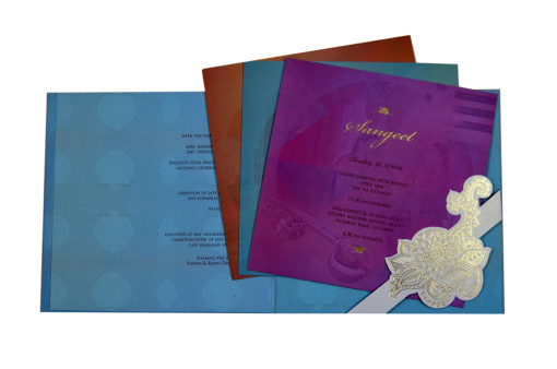 Exclusive Velvet Touch Paper Light Blue Wedding Card PR 930