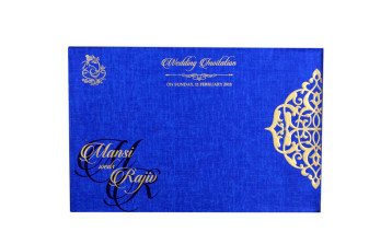 Centre Fold Padded Wedding Card RB 1442 BLUE
