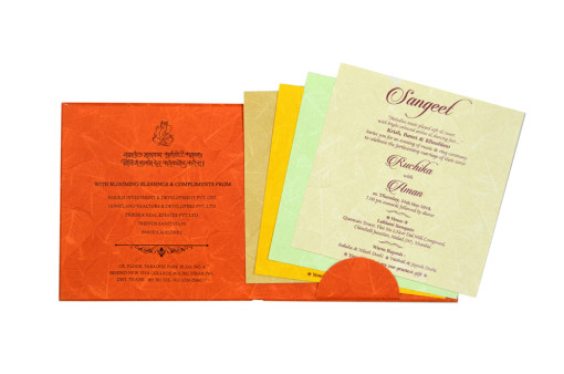 Padded Hindu Wedding Card RB 1443 ORANGE