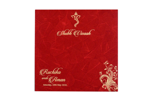 Padded Hindu Wedding Card RB 1443 RED