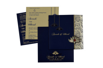 Lasercut Budget Wedding Card RB 1562 BLUE